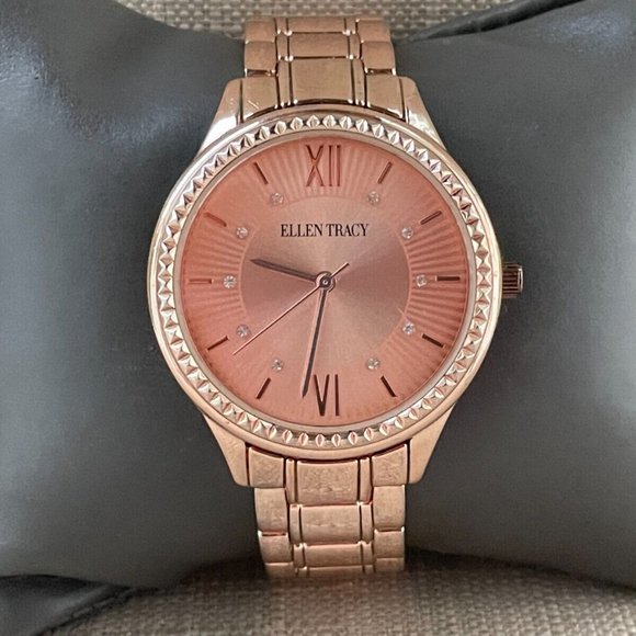 Ellen Tracy Women Wristwatch Rose Gold Tone Analog Quartz Watch - Picture 3 of 12